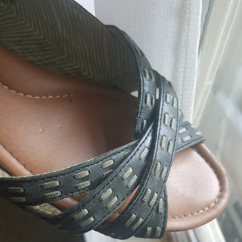 Fossil Peep Toe Leather Flats SZ 8 - Picture 2 of 7